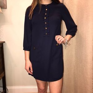 Navy Shift Dress Gold Accents Sz 4